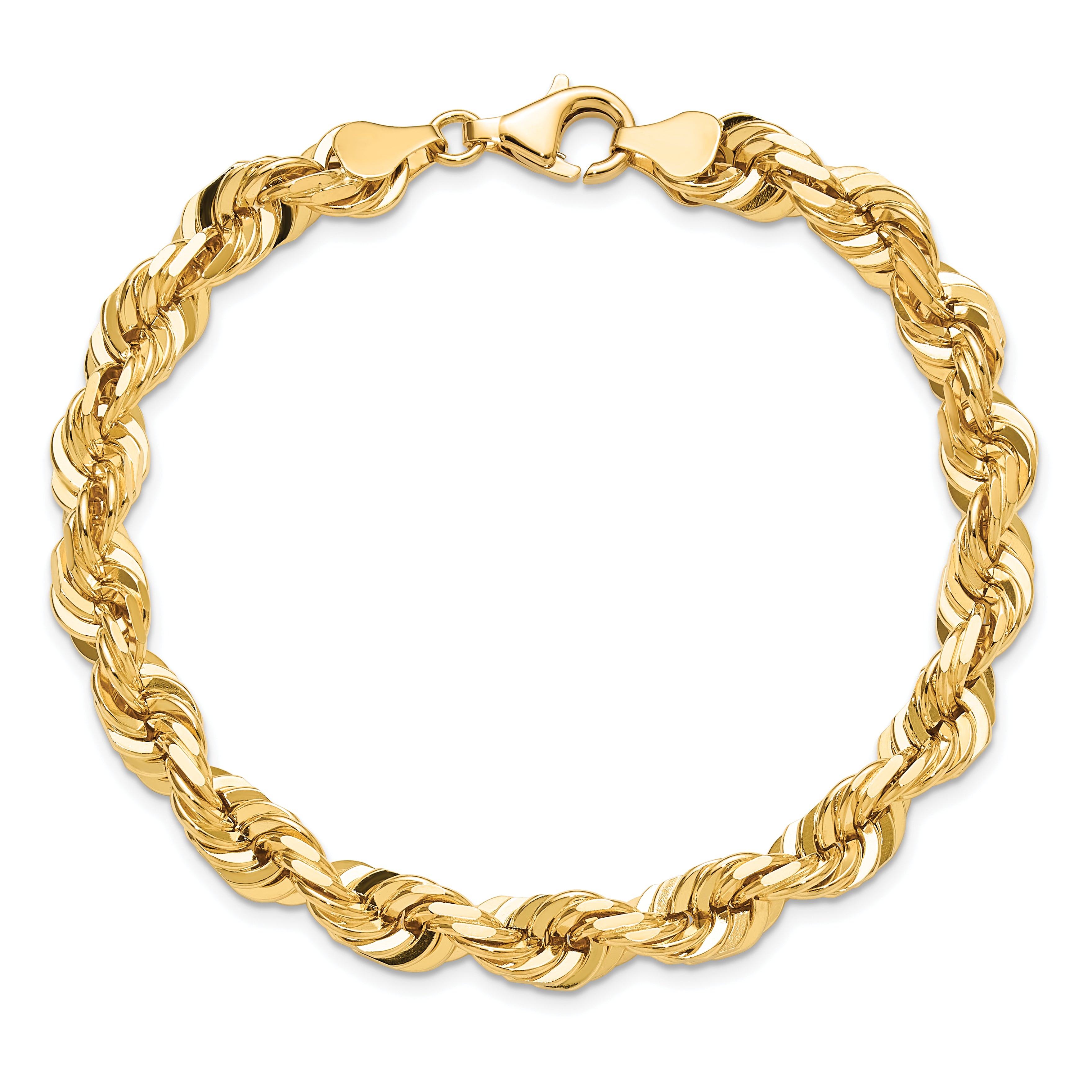 10K None 7.0mm Rope Chain Bracelet - view 5