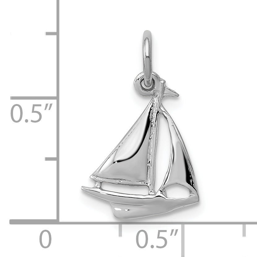 10k White Gold Solid Polished Sailboat Charm Secondary image
