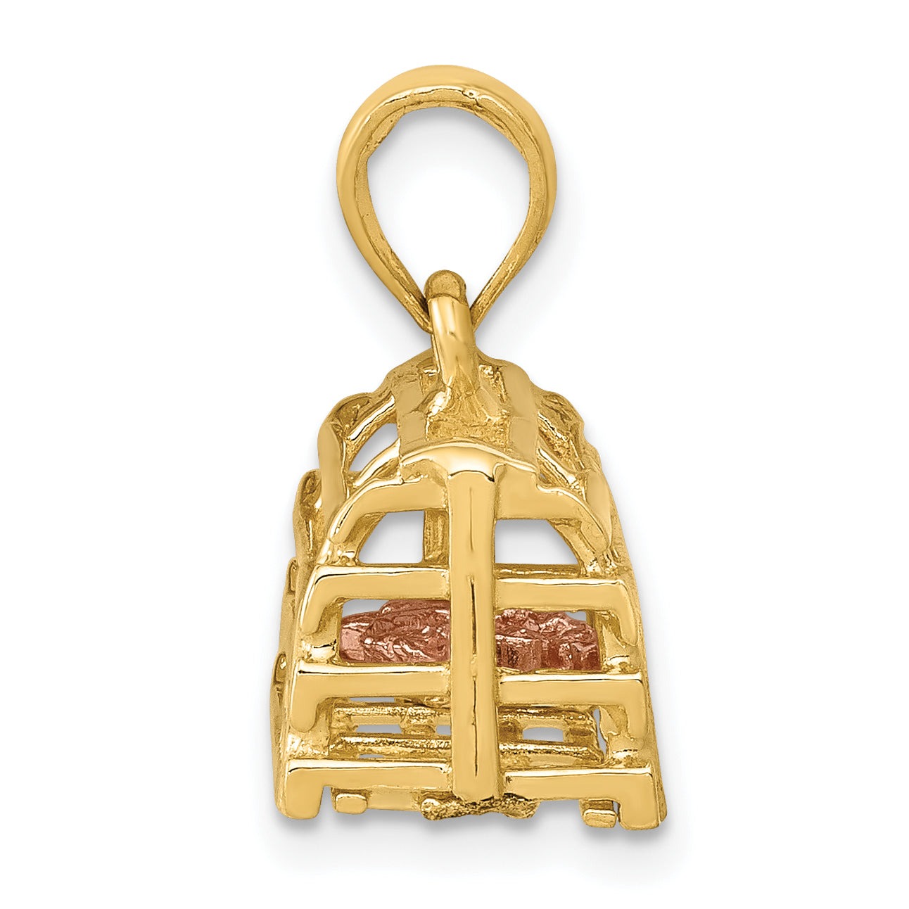 10k Two-Tone Polished 3-Dimensional Lobster Trap Pendant Secondary image