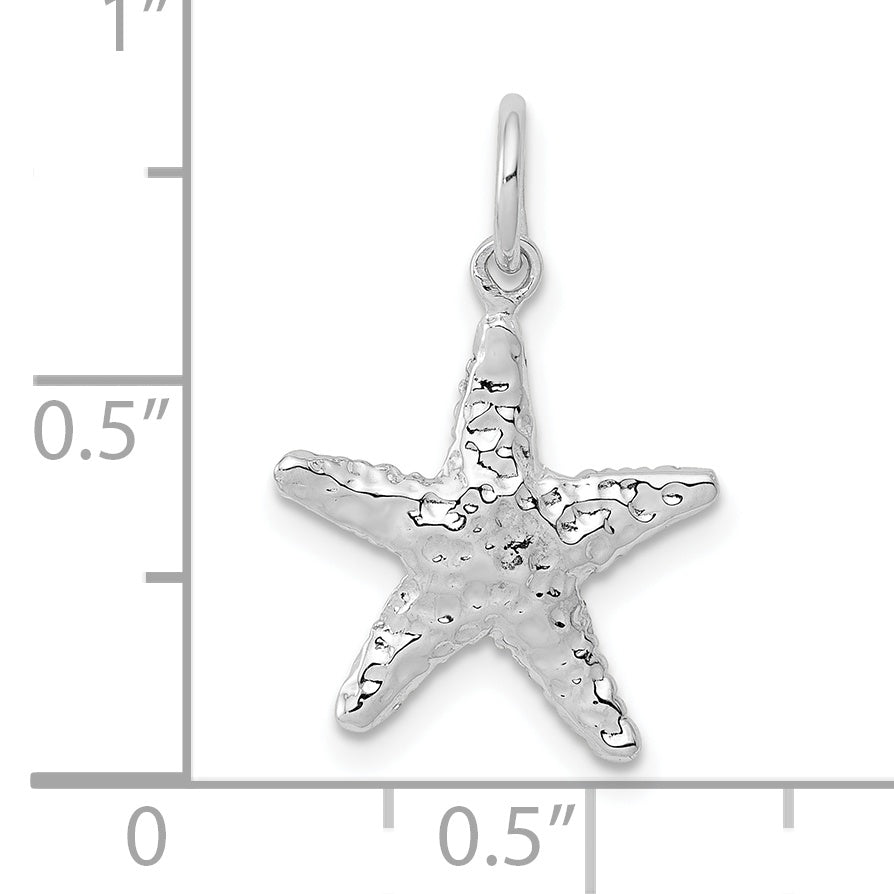 10k White Gold Polished 3-Dimensional Starfish Pendant Secondary image