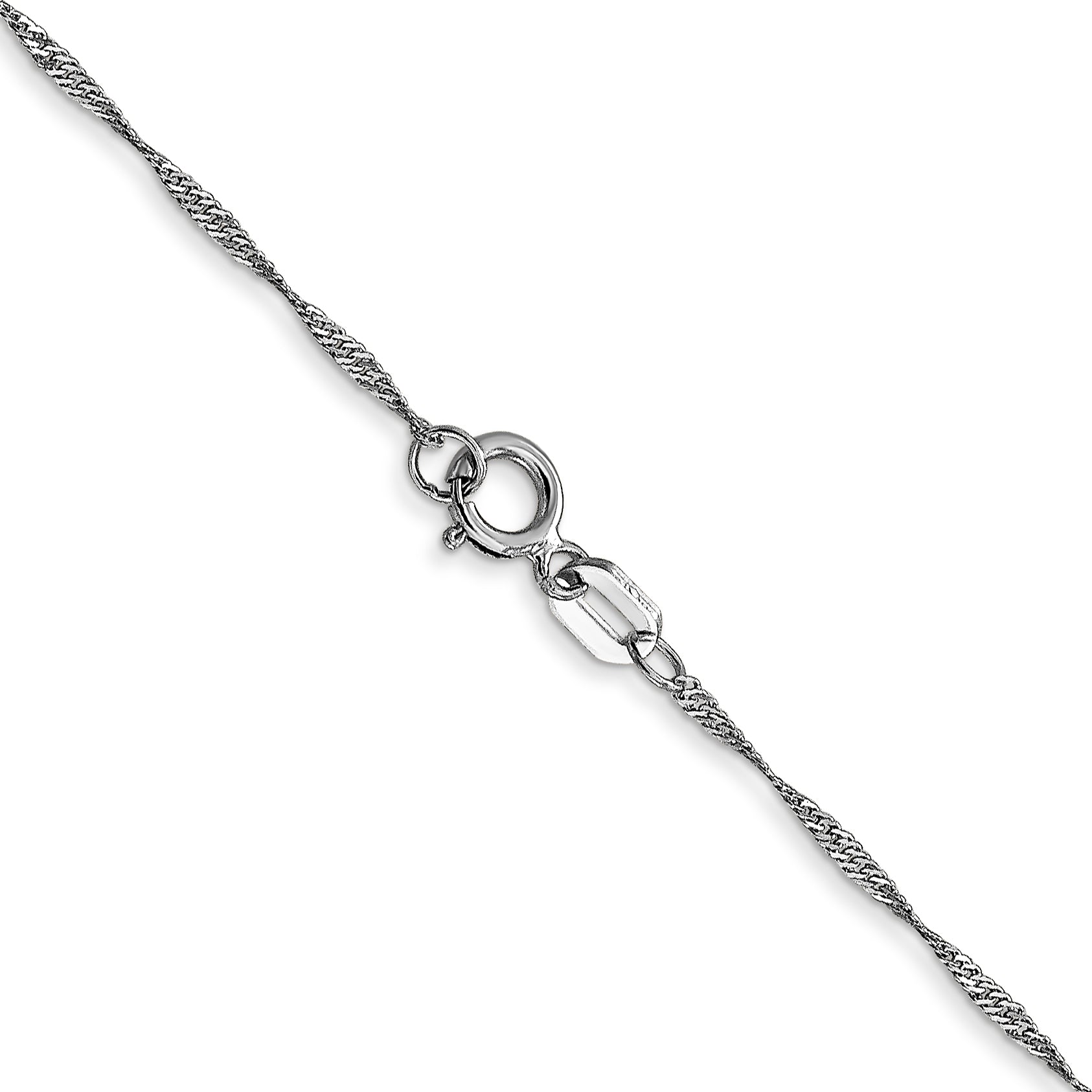 10K White Gold 1.0mm Singapore Chain Necklace - view 3