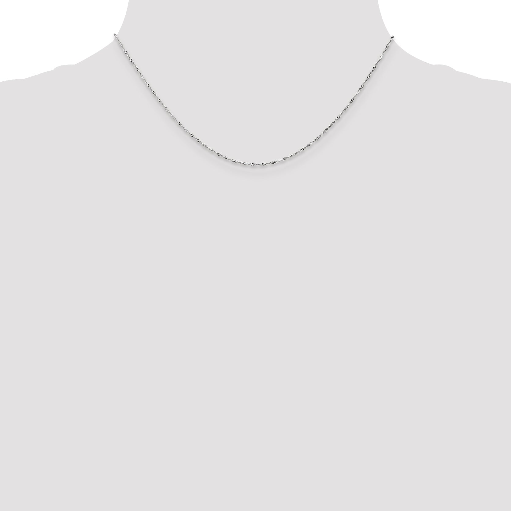 10K White Gold 1.0mm Singapore Chain Necklace - view 4