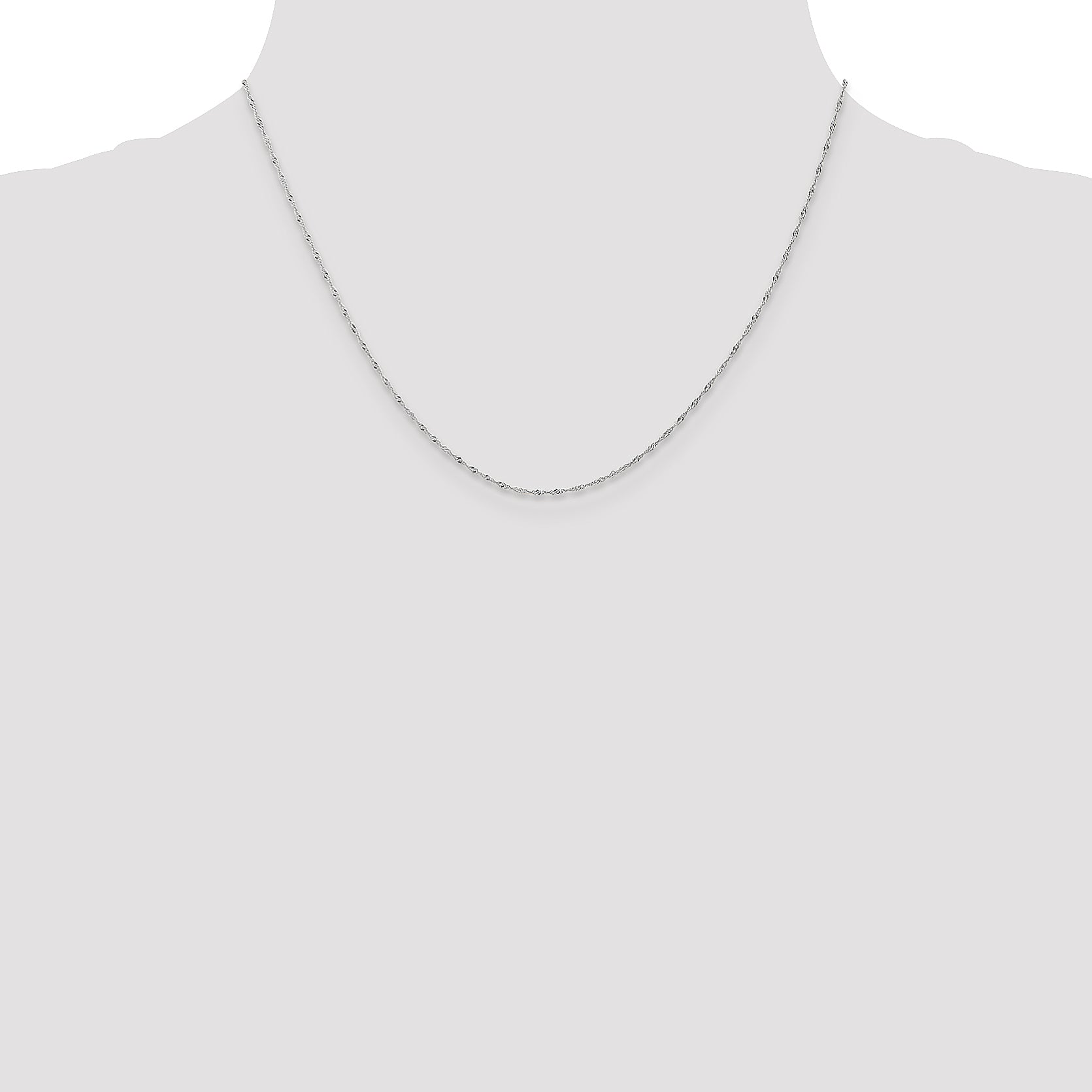 10K White Gold 1.0mm Singapore Chain Necklace - view 4