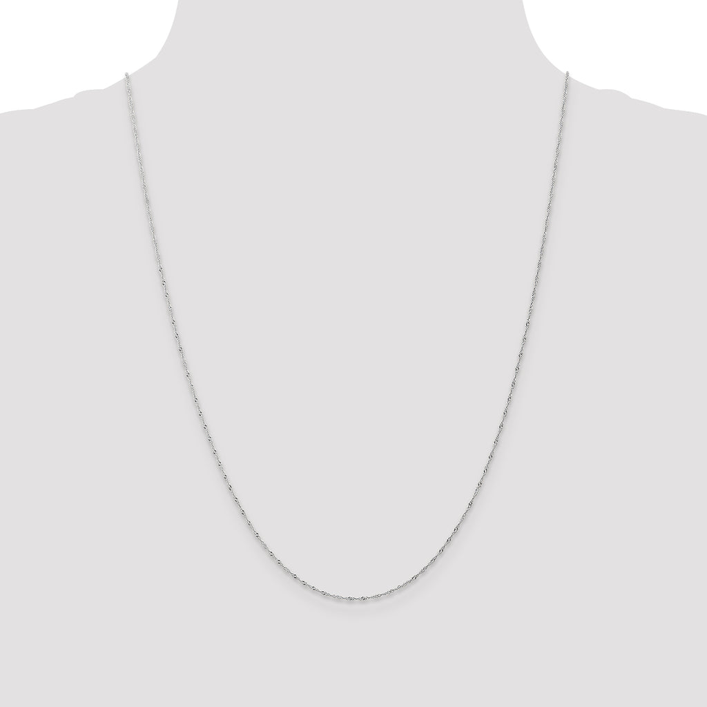 10K White Gold 1.0mm Singapore Chain Necklace - view 4