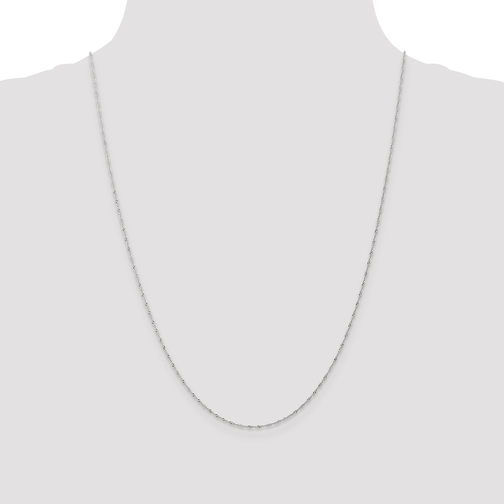 10K White Gold 1.0mm Singapore Chain Necklace - view 4