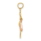 10K Two-Tone Gold Two-tone Stork with Dangling Baby Charm - view 2
