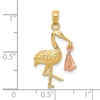 10K Two-Tone Gold Two-tone Stork with Dangling Baby Charm - view 4