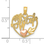 10k Two-tone #1 WIFE  Heart Pendant