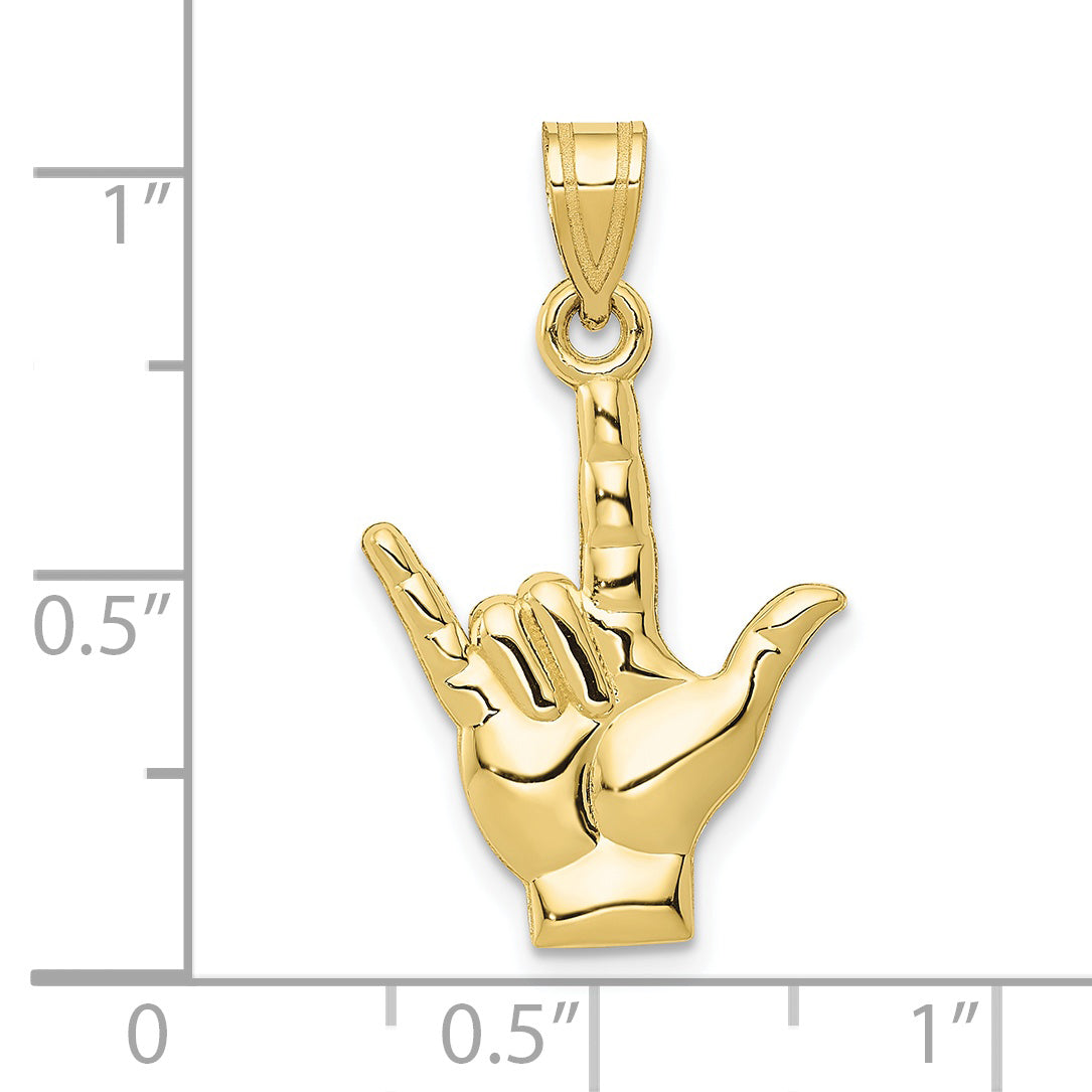 10k Polished I Love You Hand/Sign Language Charm