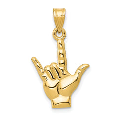 10k Polished I Love You Hand/Sign Language Charm