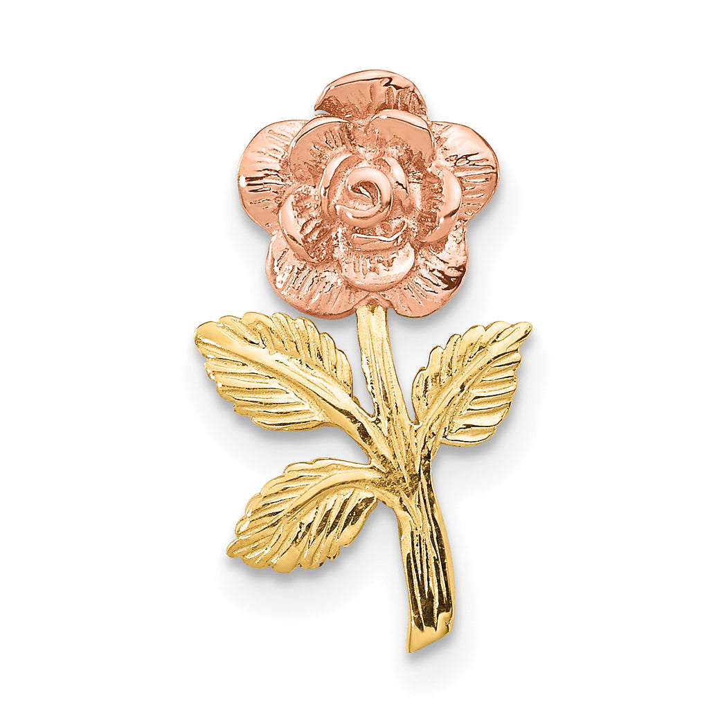 10K Two-Tone Gold Two-tone Rose Flower Chain Slide