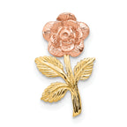 10K Two-Tone Gold Two-tone Rose Flower Chain Slide