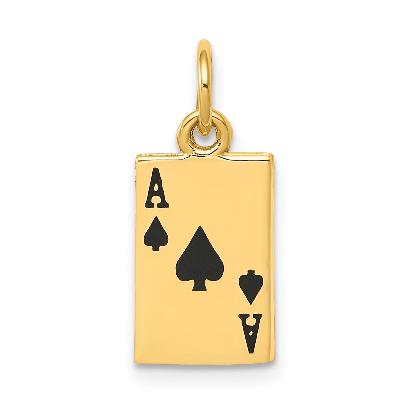 10k Enameled Ace of Spades Card Charm Main image