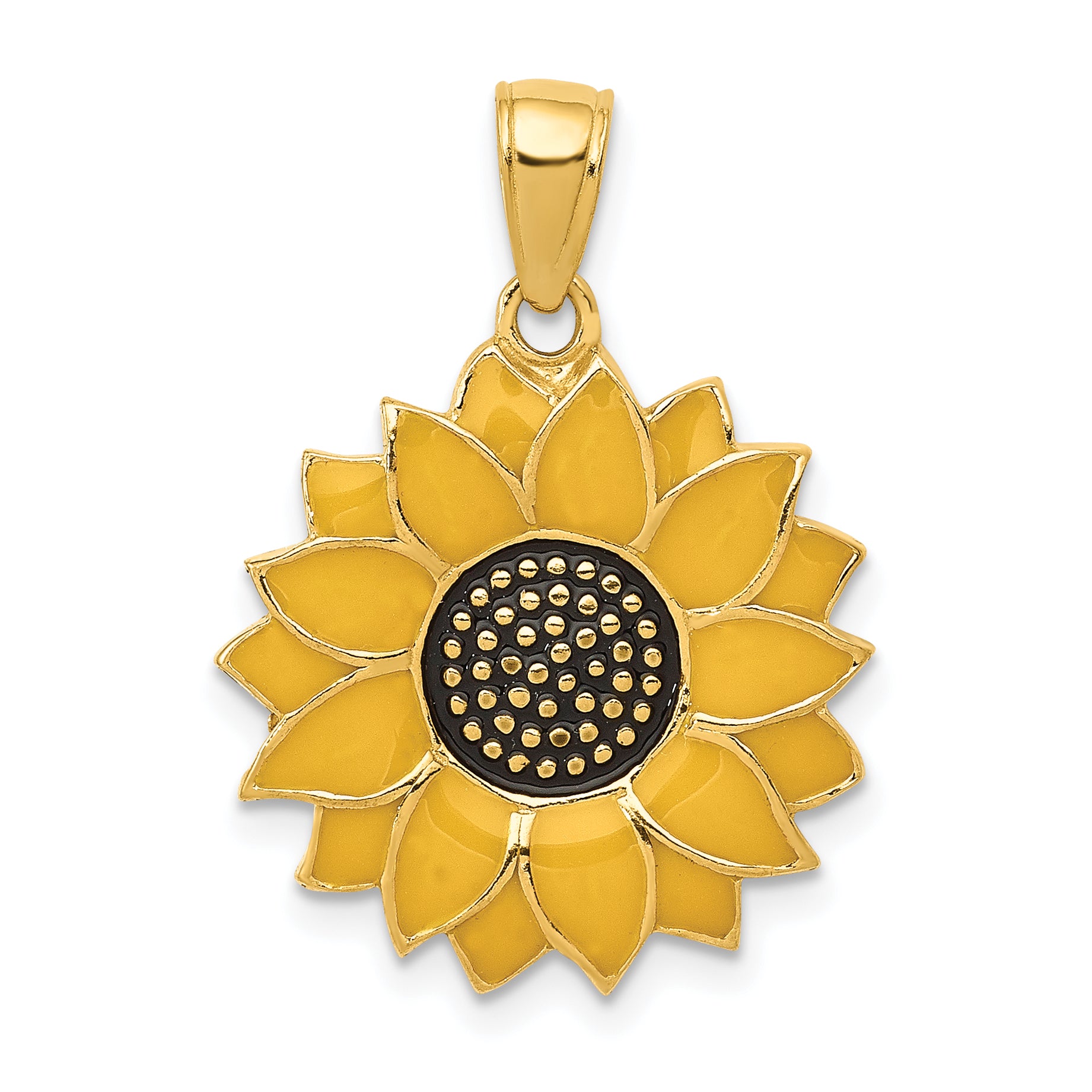 10k Enameled Yellow Sunflower Pendant Main image