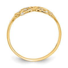 10k w/ Rhodium Diamond-cut Butterfly Ring