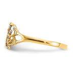 10k w/ Rhodium Diamond-cut Butterfly Ring