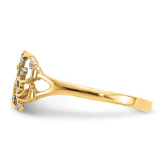 10k w/ Rhodium Diamond-cut Butterfly Ring