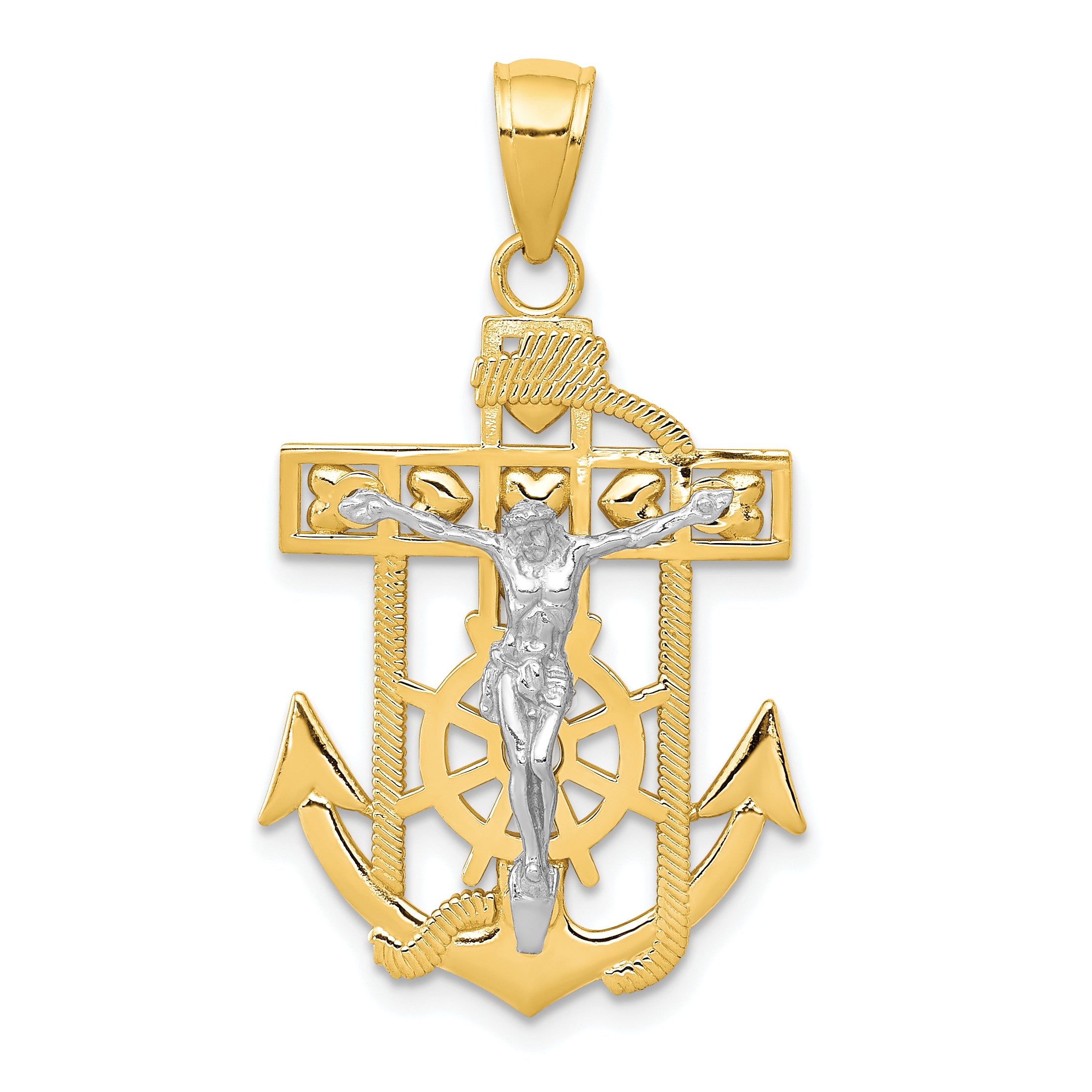 10k Two-tone Mariner's Crucifix Pendant Main image