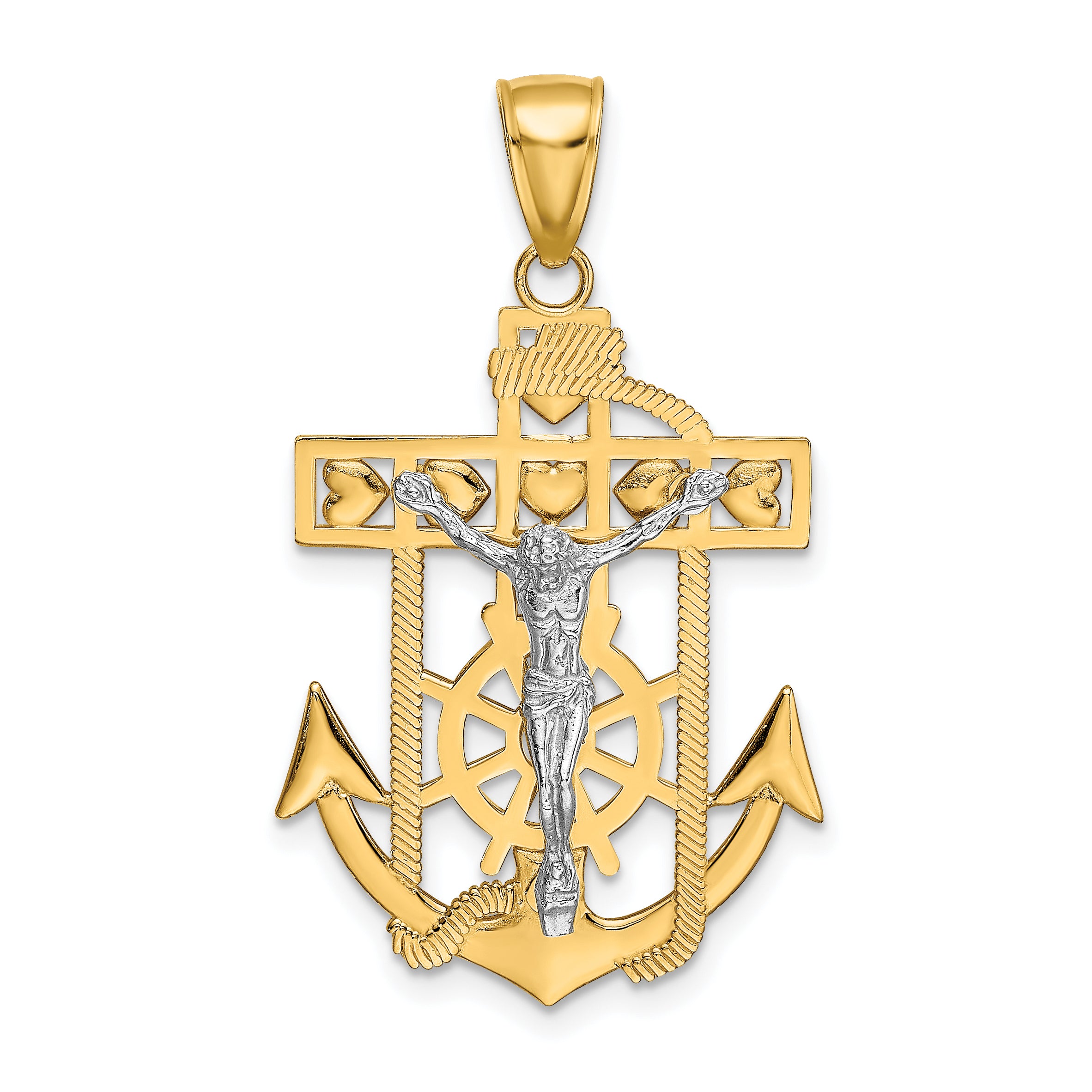 10k Two-tone Mariner's Crucifix Pendant Main image