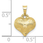 10K Polished & Satin D/C 3-D Puffed Heart Pendant