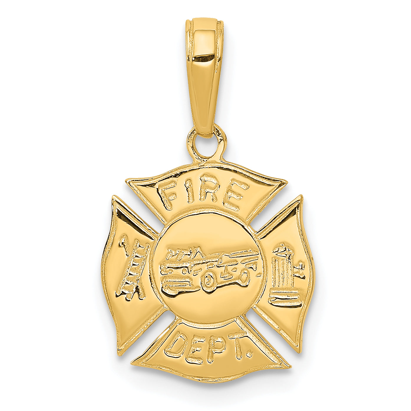 10k Fire Dept Shield Pendant Main image
