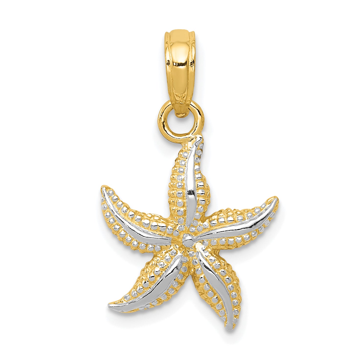 10K None and White Rhodium Starfish Charm