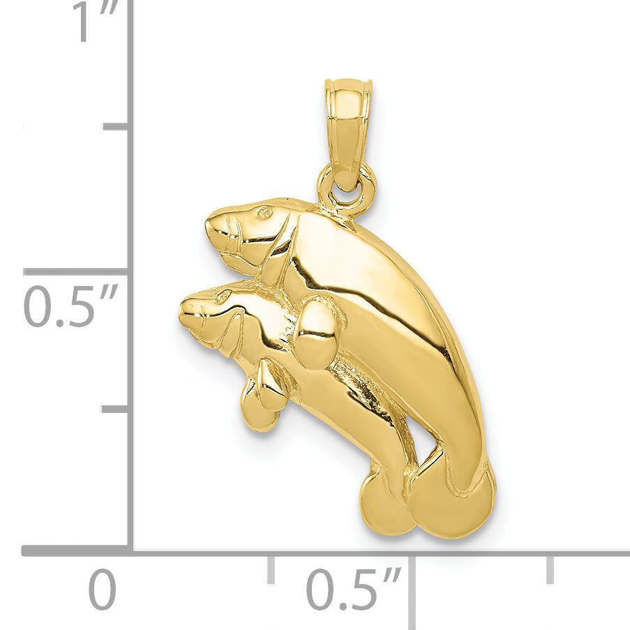 10K Double Manatee Pendant