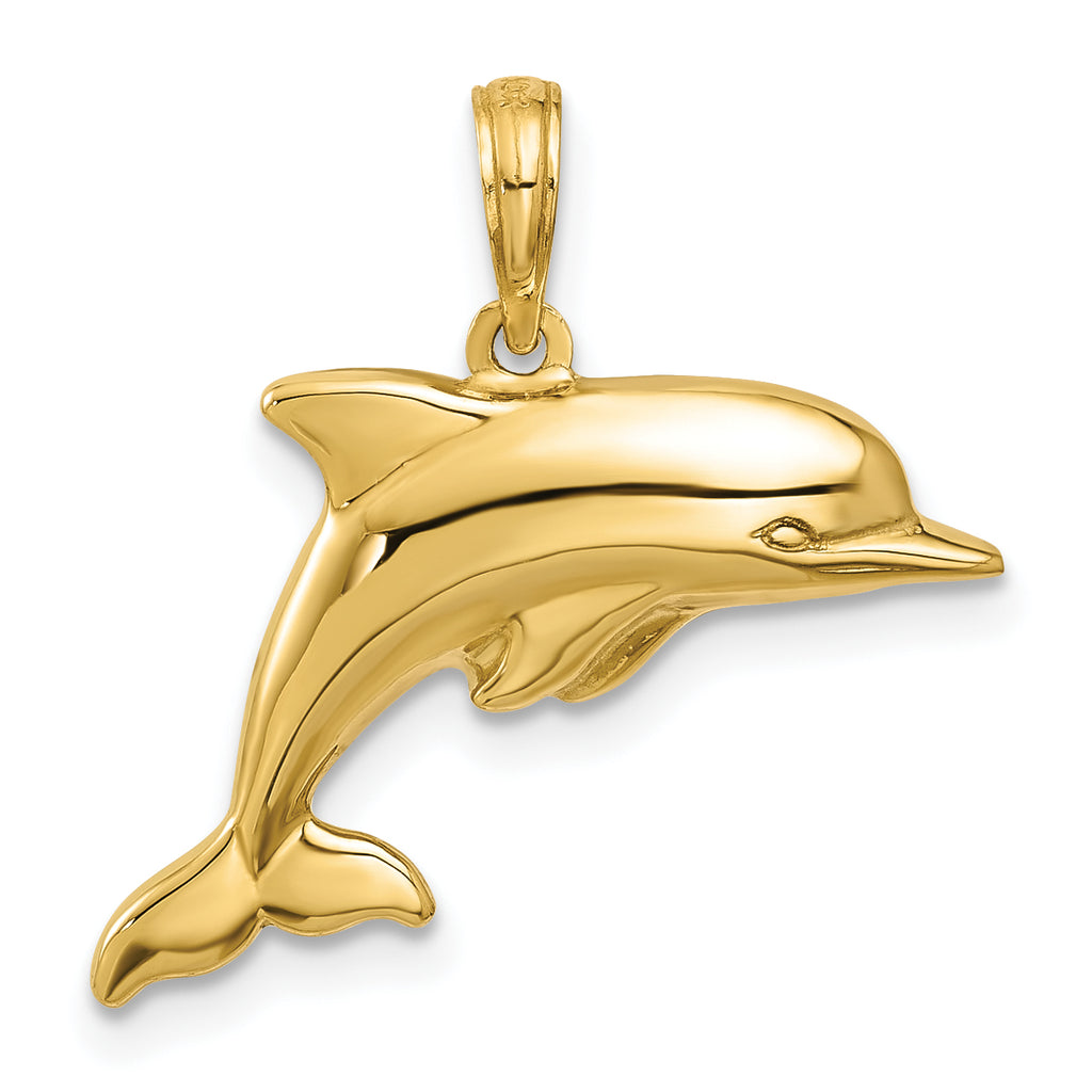 10K None Jumping Dolphin Pendant - view 4