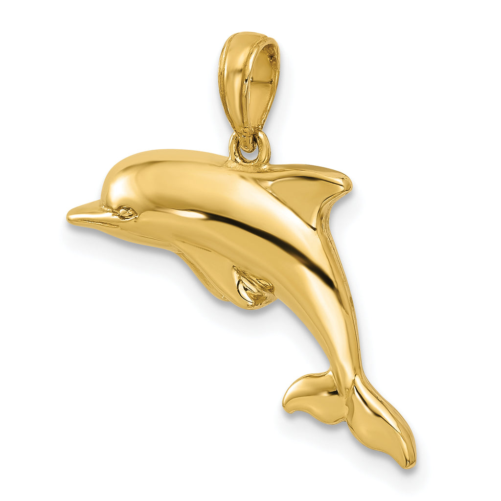 10K None Jumping Dolphin Pendant - view 5