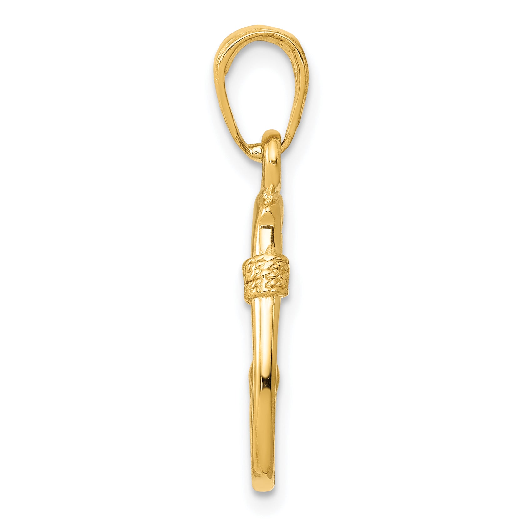 10K 3D Fish Hook Pendant
