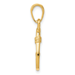 10K 3D Fish Hook Pendant