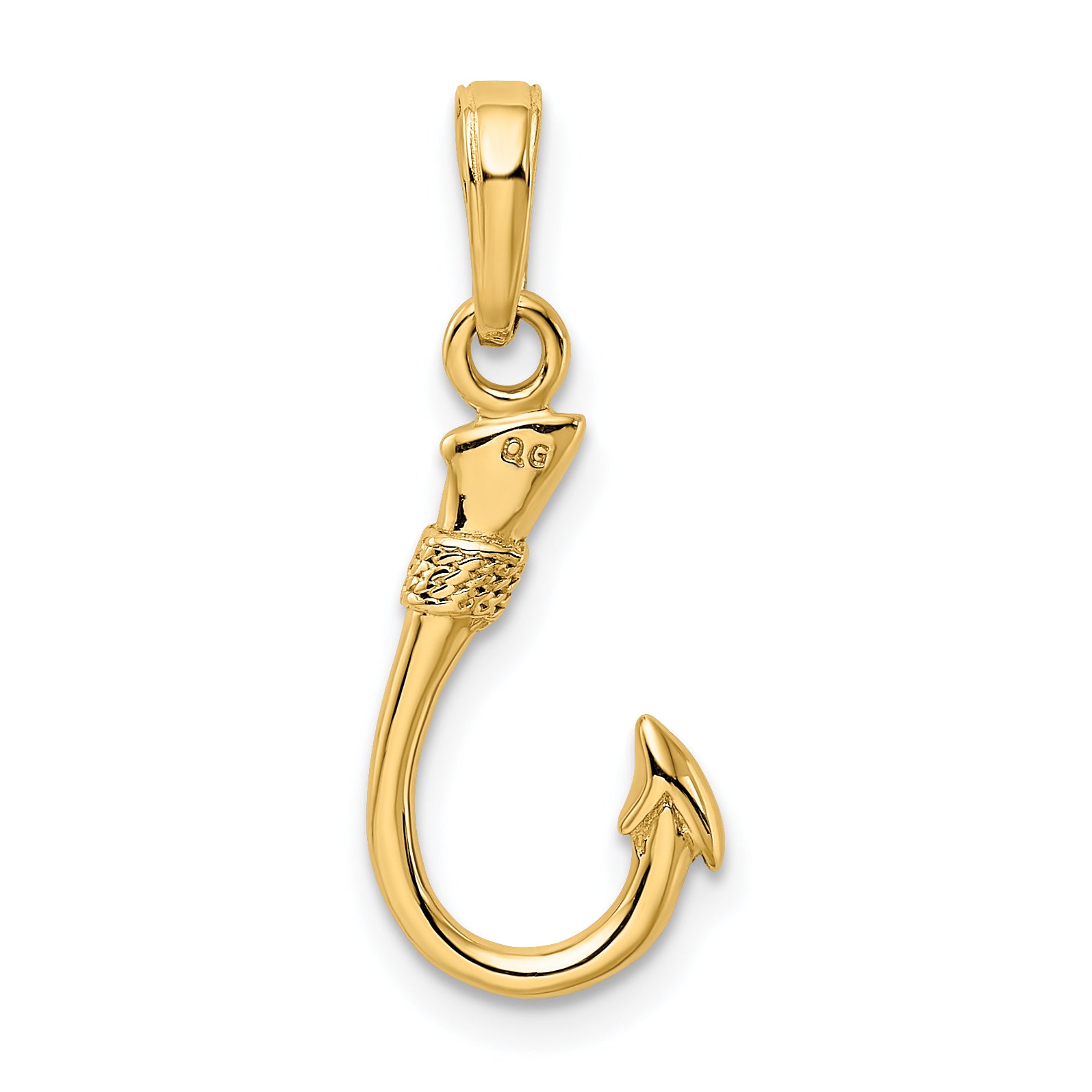 10K None 3-D Fish Hook Pendant - view 3