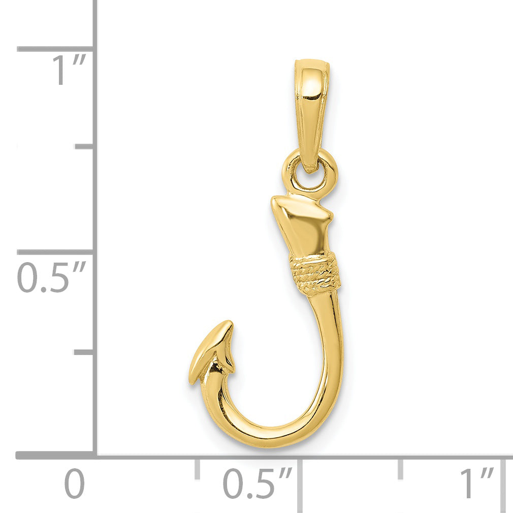 10K None 3-D Fish Hook Pendant - view 4