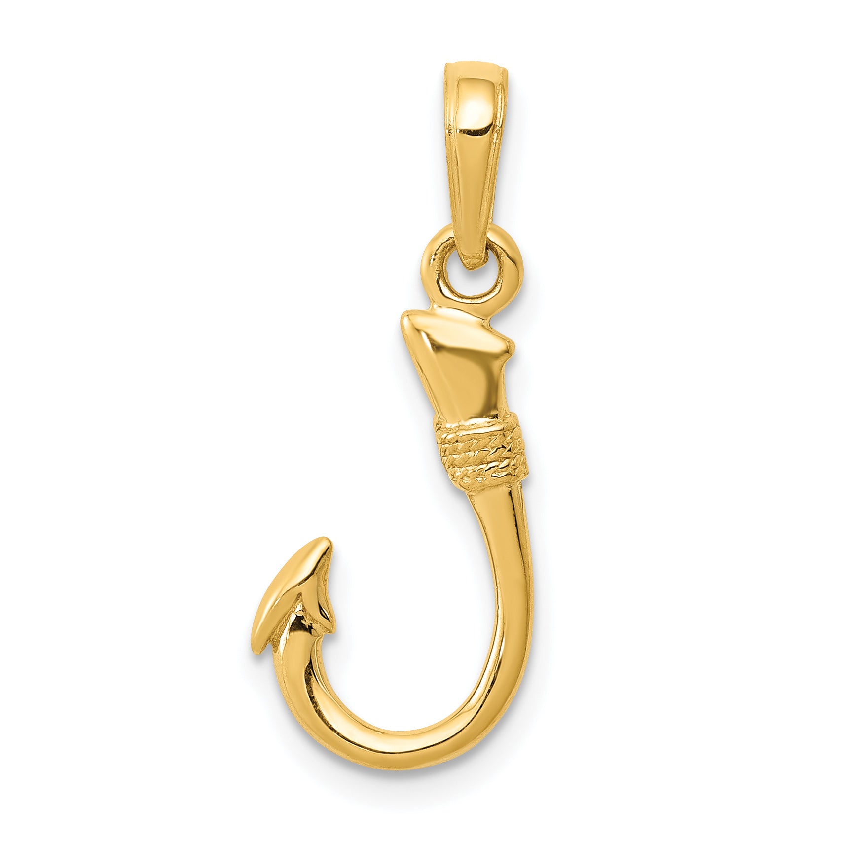 10K None 3-D Fish Hook Pendant