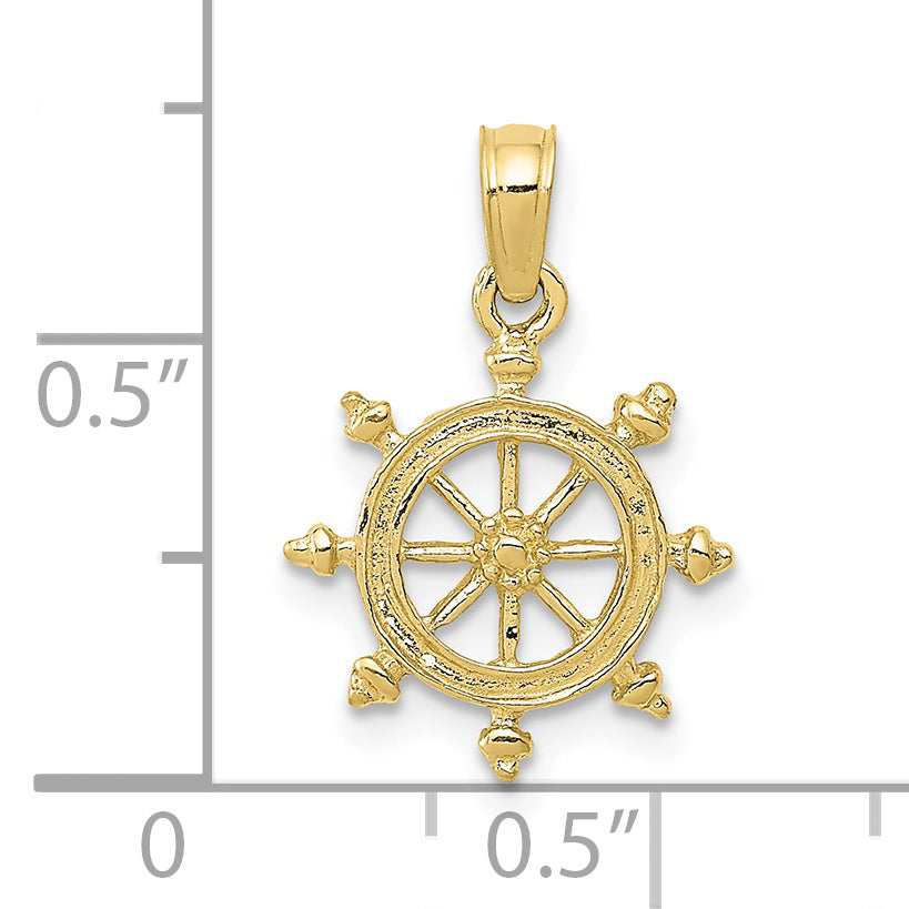 10K Ship Wheel Pendant