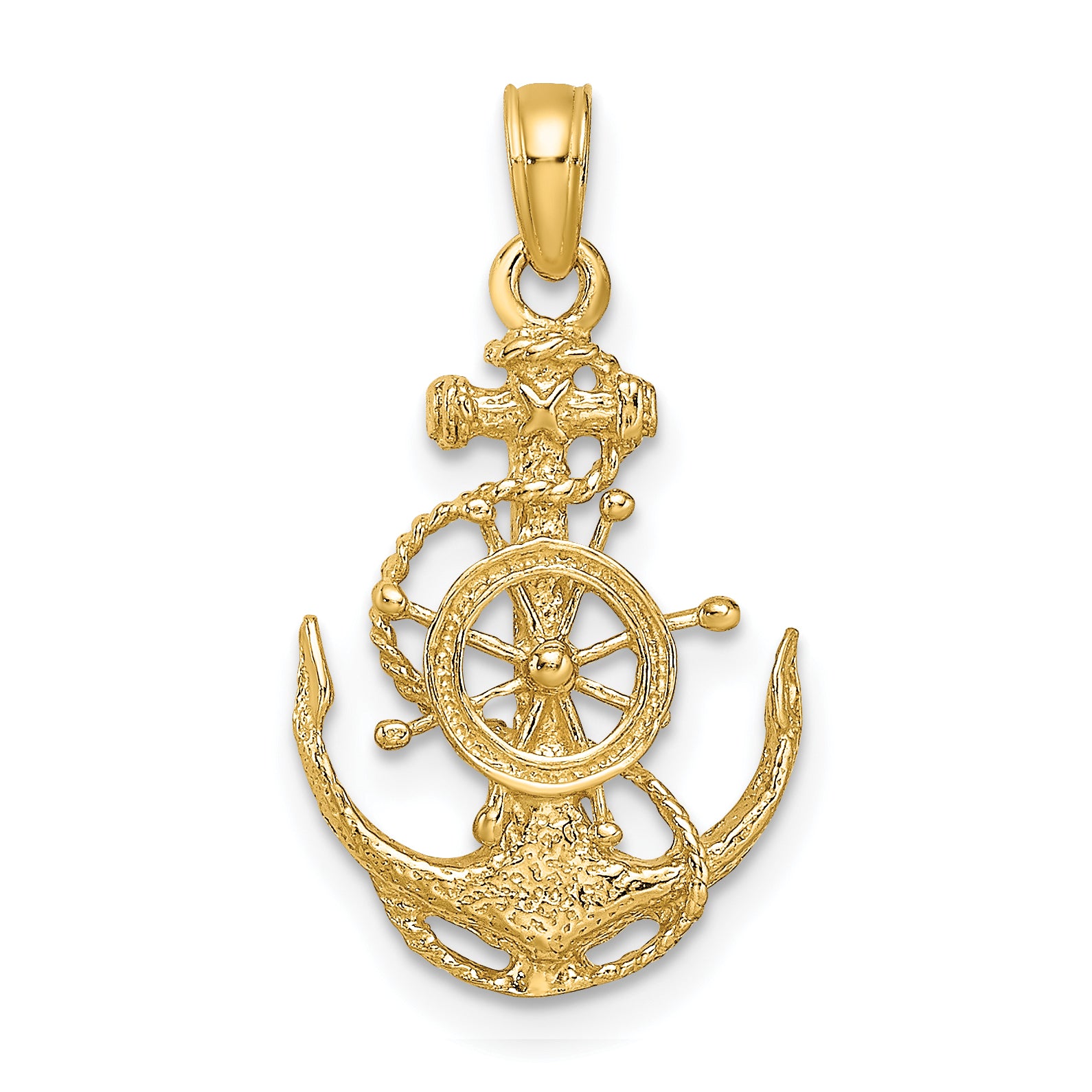10k Small Anchor w/Wheel Pendant Main image