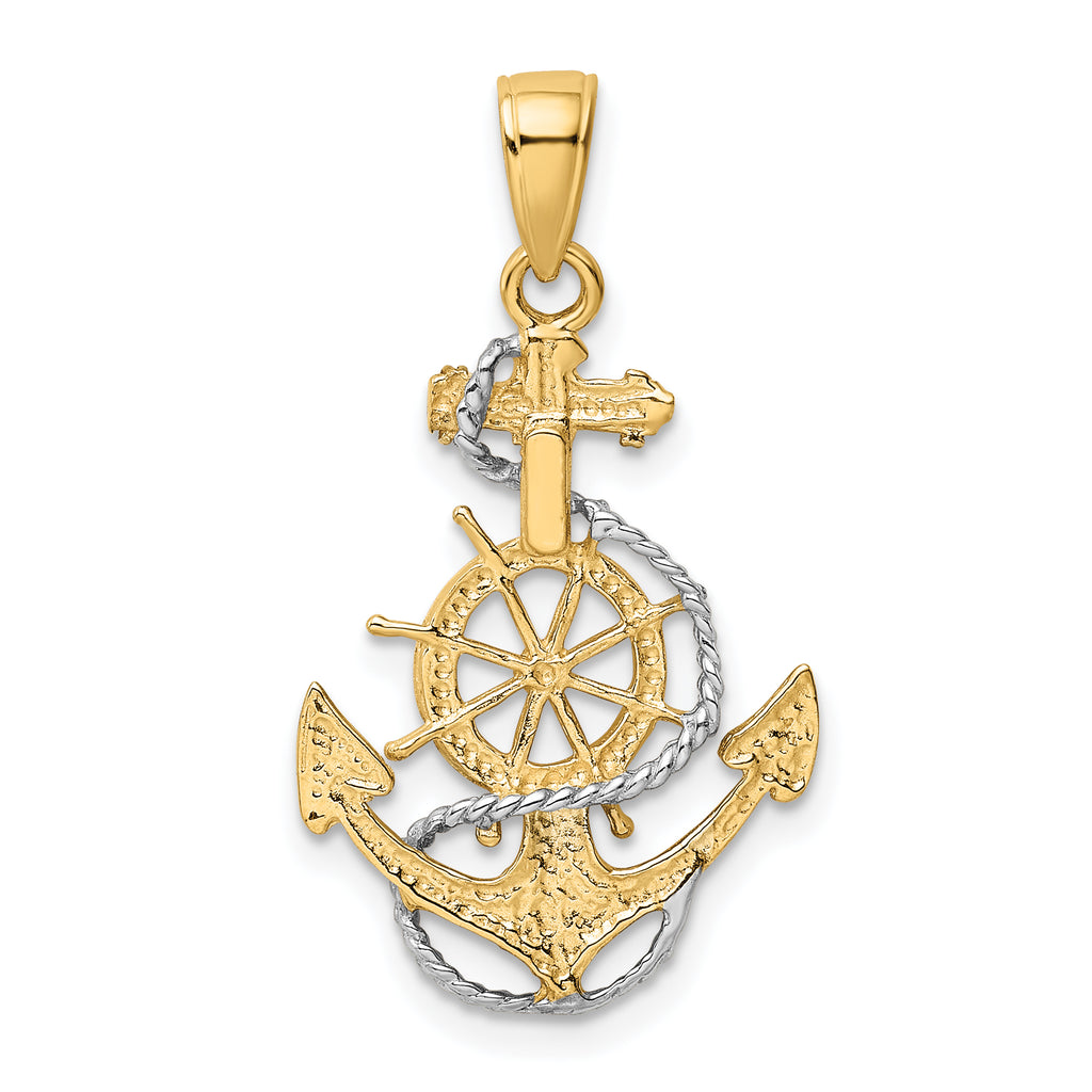 10k w/Rhodium Anchor w/Rope Pendant