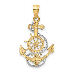 10k w/Rhodium Anchor w/Rope Pendant