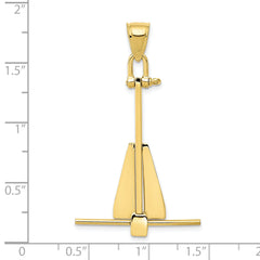 10K  3D Moveable Anchor Pendant