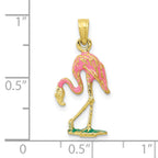 10K None 3-D Enameled Pink Flamingo Pendant - view 3