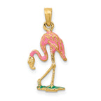 10K None 3-D Enameled Pink Flamingo Pendant