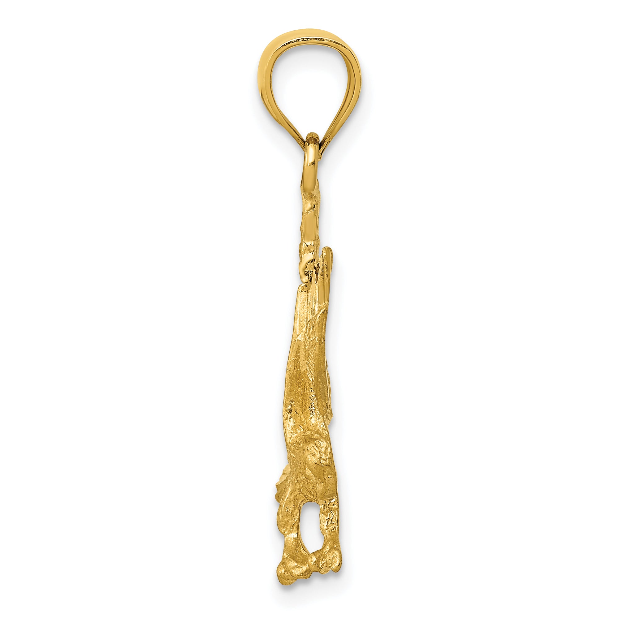 10K Satin Diamond-cut Eagle Pendant Secondary image