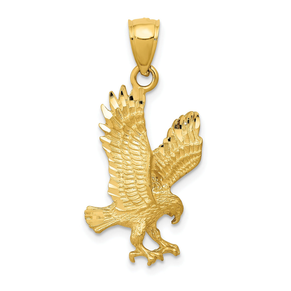 Eagle Pendant in 10K Yellow Gold, 28mm Diamond-Cut - Sophia Jewelers Main image