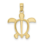 10K None and White Rhodium Turtle Pendant - view 3