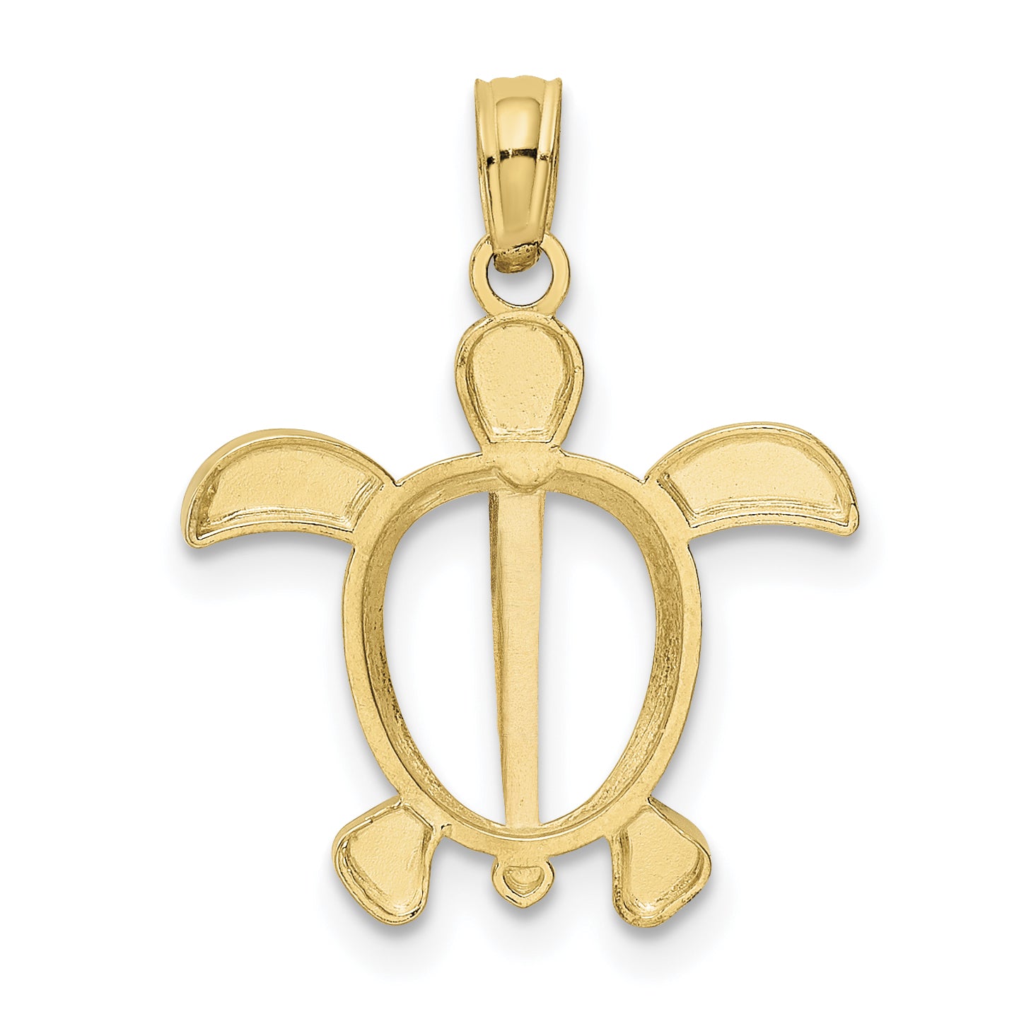 10K None and White Rhodium Turtle Pendant - view 3