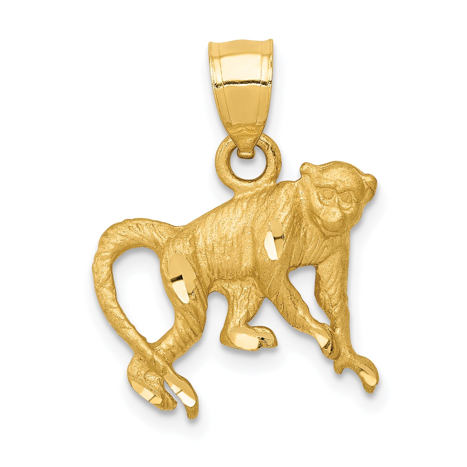 10K Diamond-cut Monkey Pendant Main image