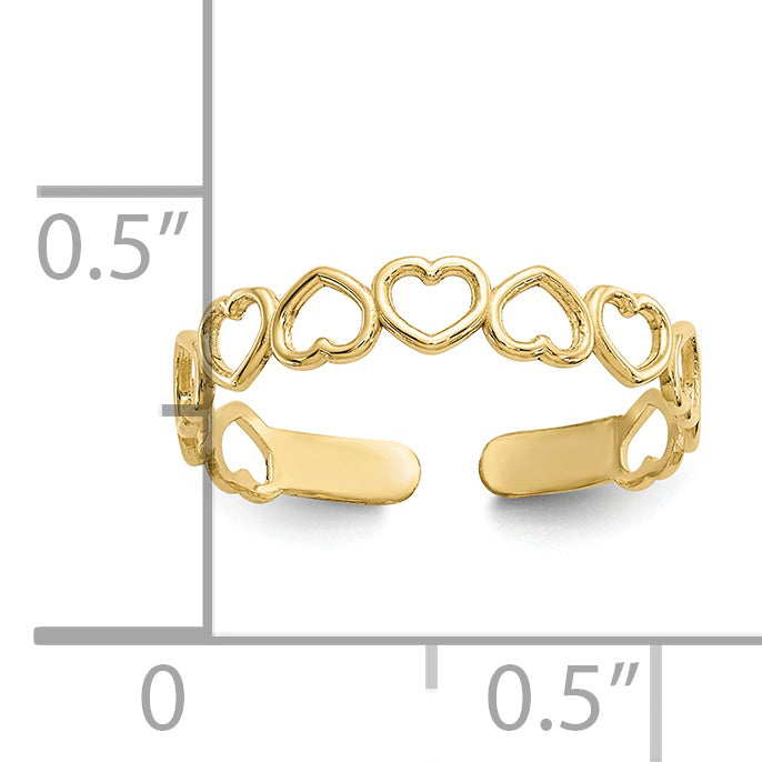 10k Open Hearts Toe Ring