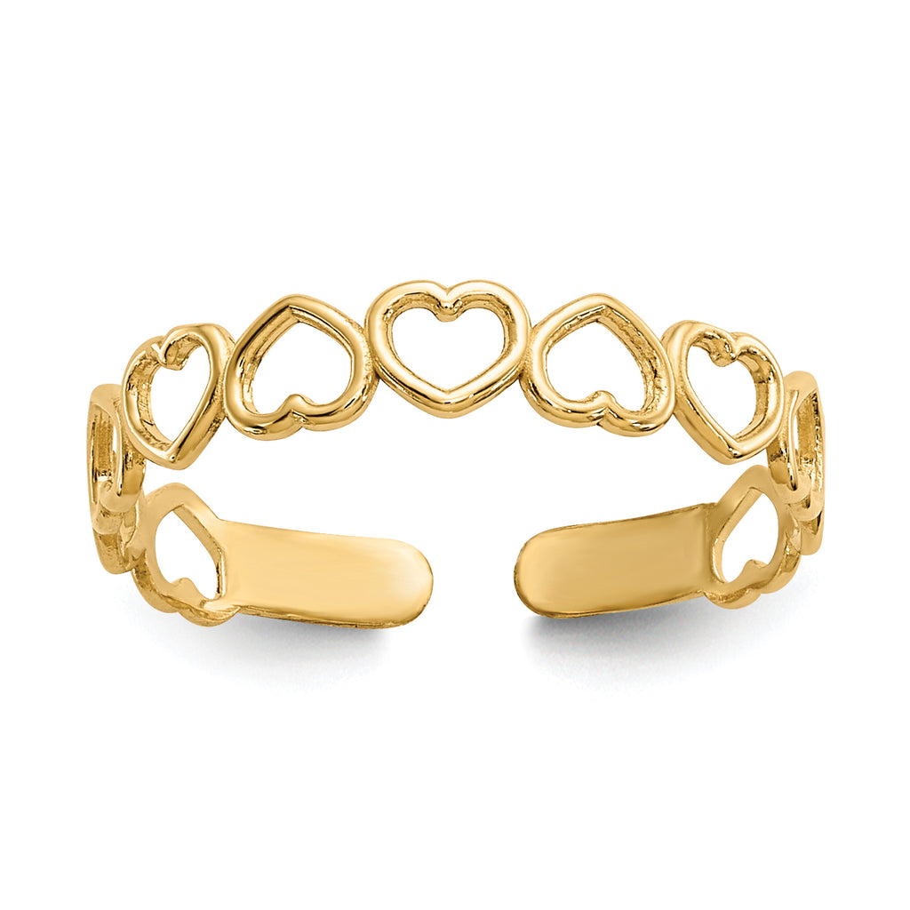 10k Open Hearts Toe Ring