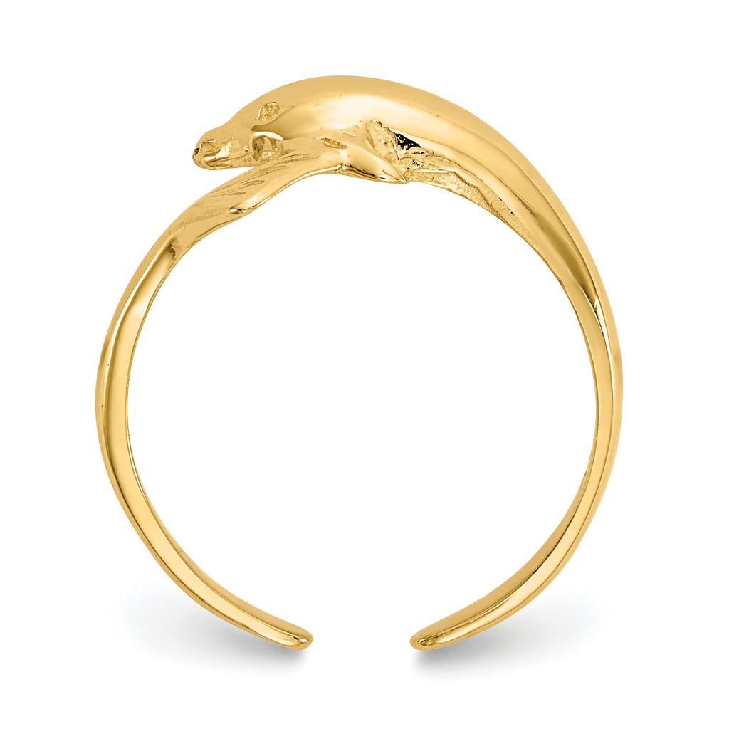 10K Dolphin Toe Ring - view 2