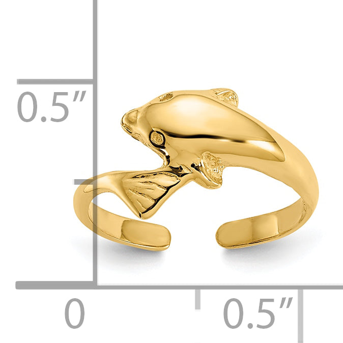 10K Dolphin Toe Ring - view 4
